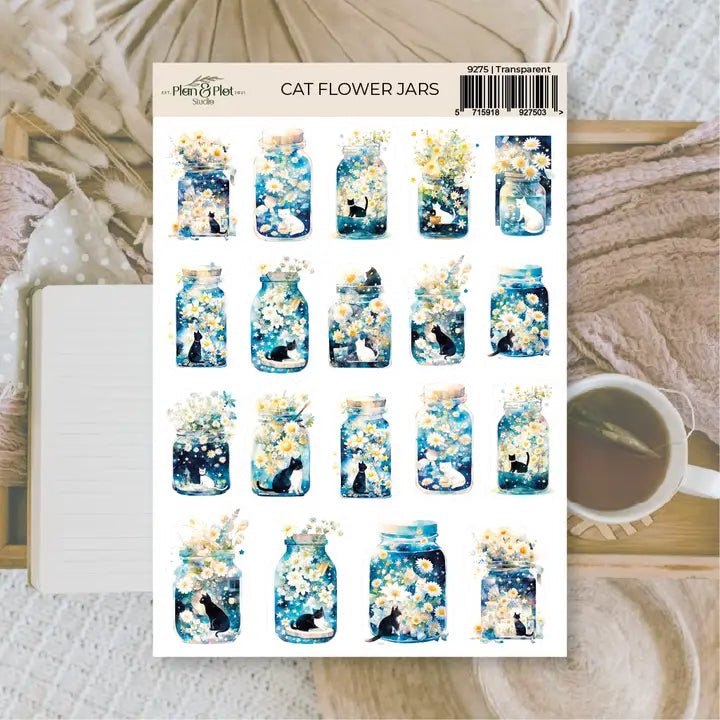 Stickers Plan & Plot Studio Vinyl - Cat Flower Jars - 1 - Plan & Plot Studio - Tidformera