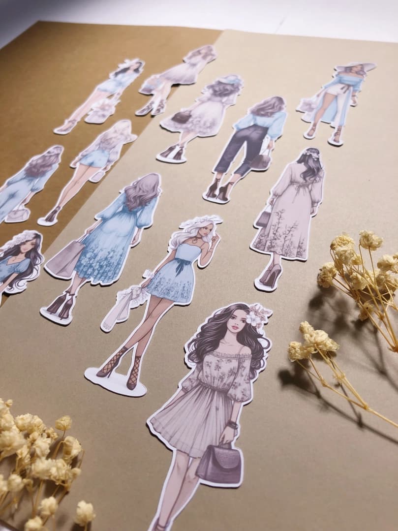 Stickers - T's Stationery - Blue Spring Girls - 3 - T's Stationery - Tidformera