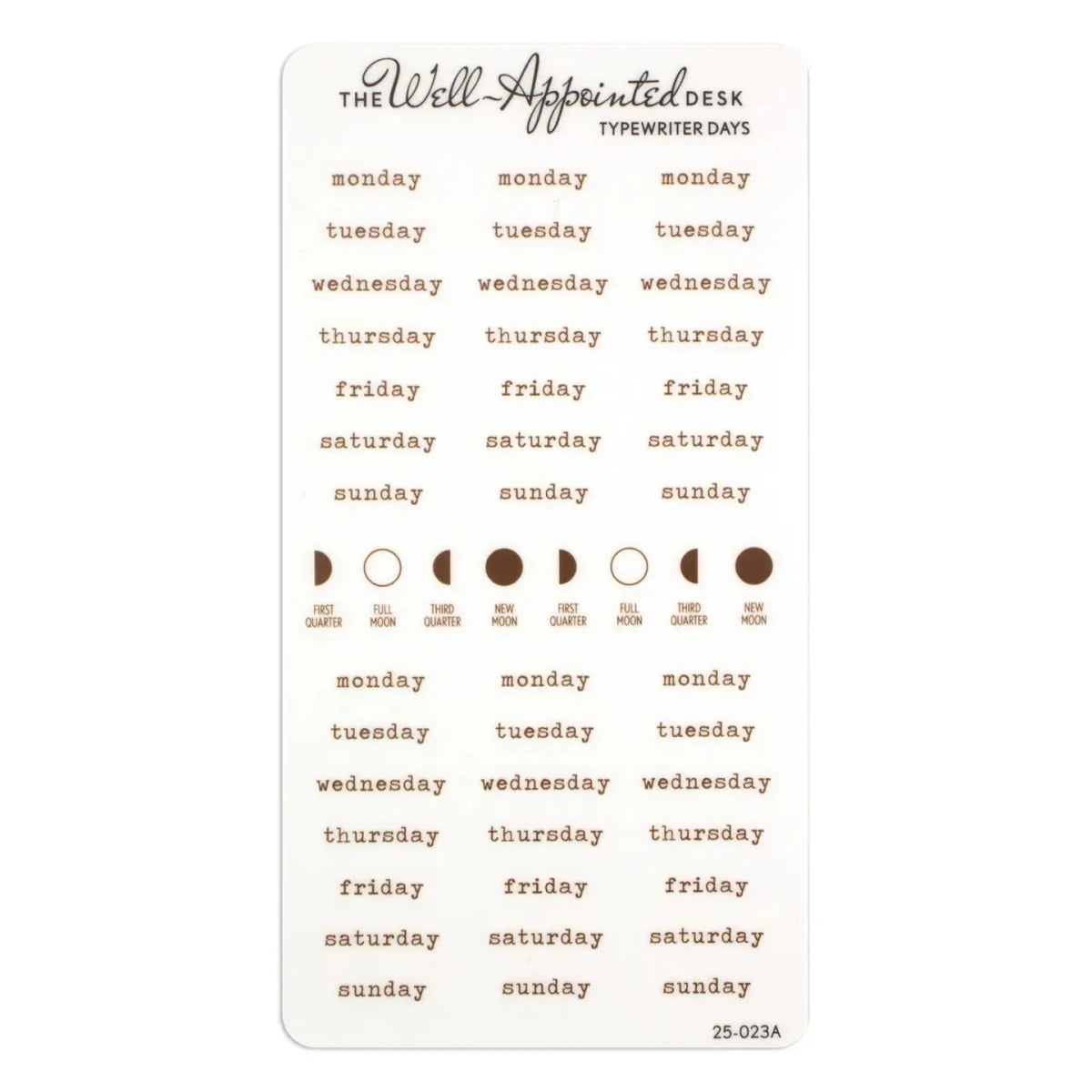 Stickers - Typewriter Days Weekly - Brown - 1 - The Well-Appointed Desk - Tidformera