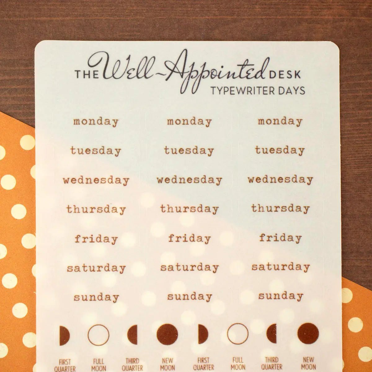 Stickers - Typewriter Days Weekly - Brown - 4 - The Well-Appointed Desk - Tidformera