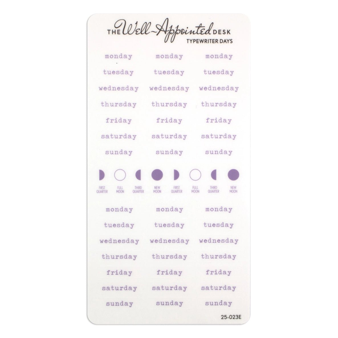 Stickers - Typewriter Days Weekly - Purple - 1 - The Well-Appointed Desk - Tidformera