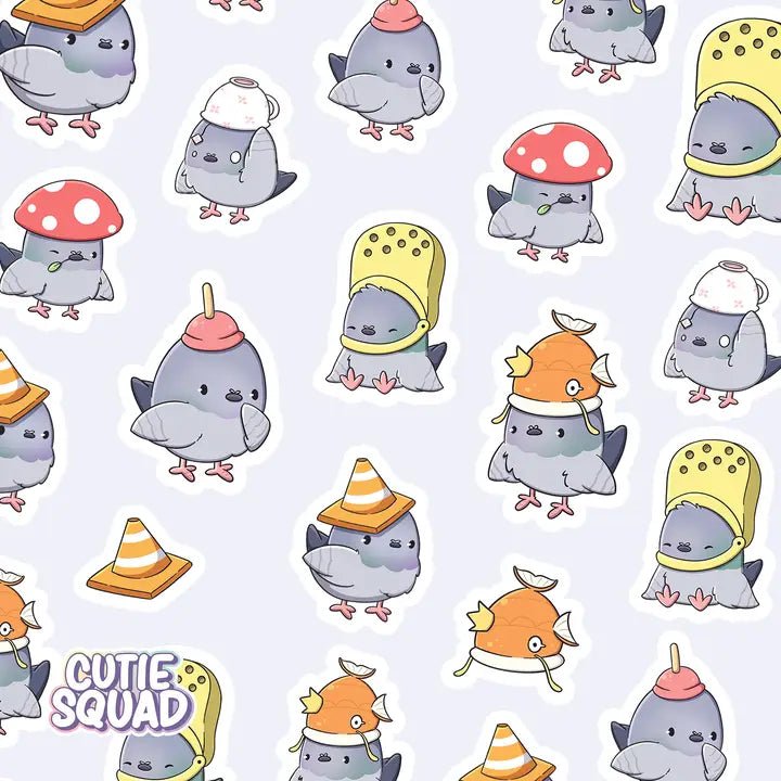 Stickersheet CutieSquad - Pigeons with Hats - 2 - CutieSquad - Tidformera