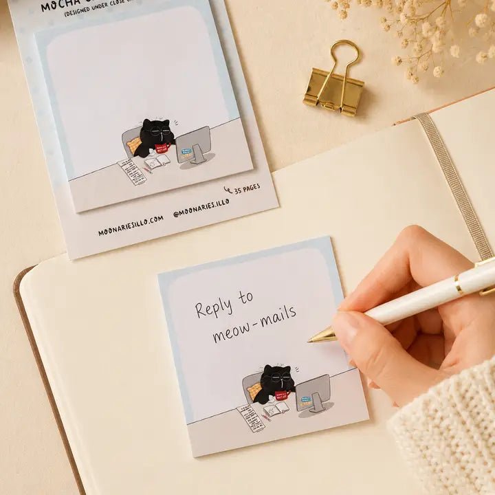Sticky Notes - Mocha cat - Coworker - 2 - Moonaries illo - Tidformera