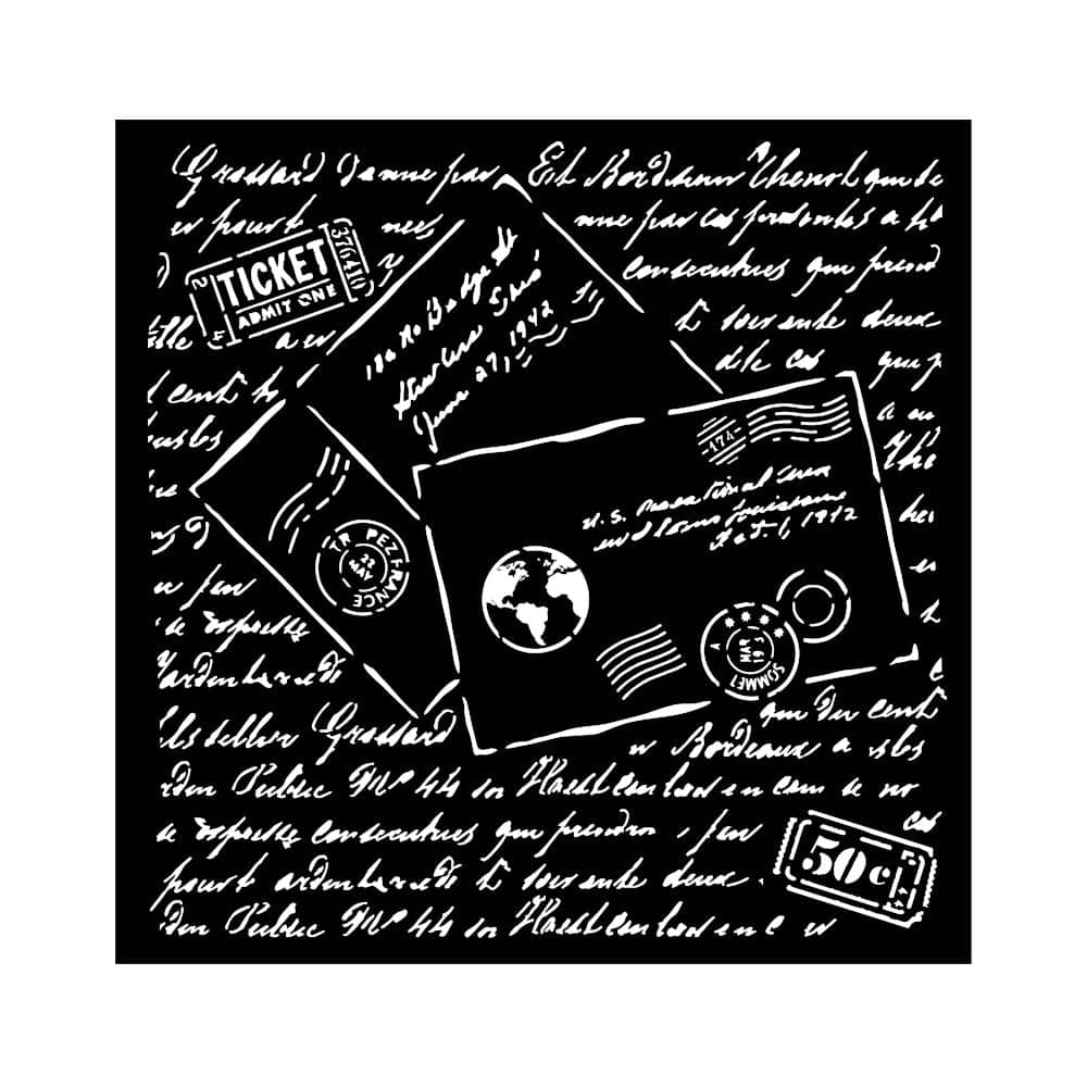 Thick Stencil 18 x 18 cm - Around the World - Letters - 1 - Stamperia - Tidformera