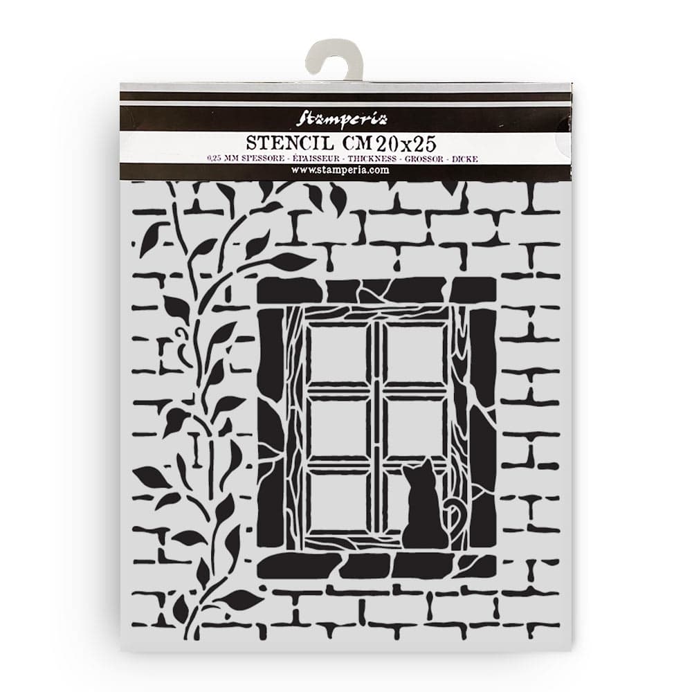 Thick Stencil 20 x 25 cm - Herbarium Silvae - Country Window - 1 - Stamperia - Tidformera