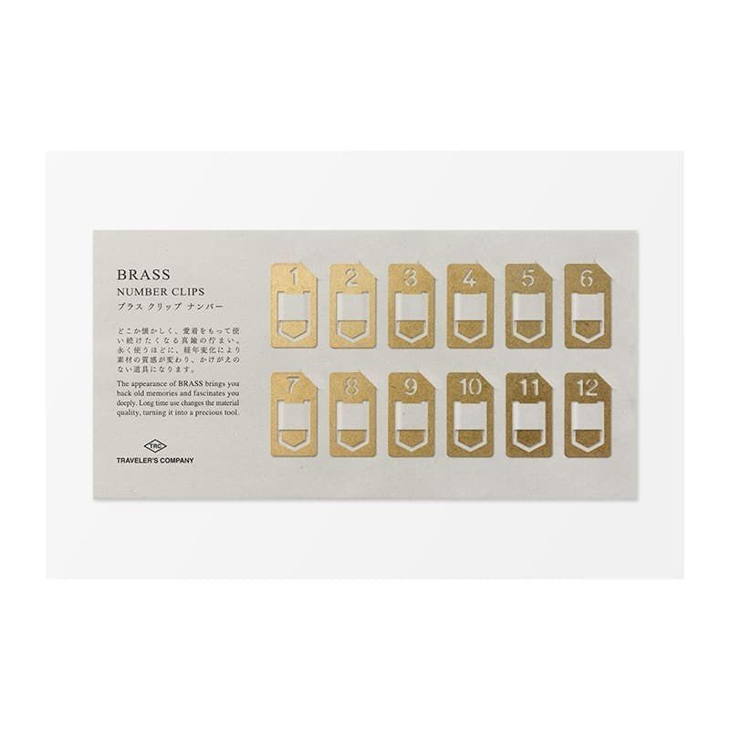 TRC Brass Mässing - Number clips - 1 - Traveler's Company - Tidformera