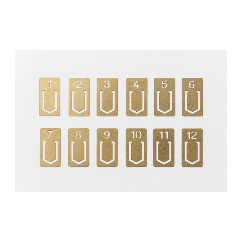 TRC Brass Mässing - Number clips - 3 - Traveler's Company - Tidformera