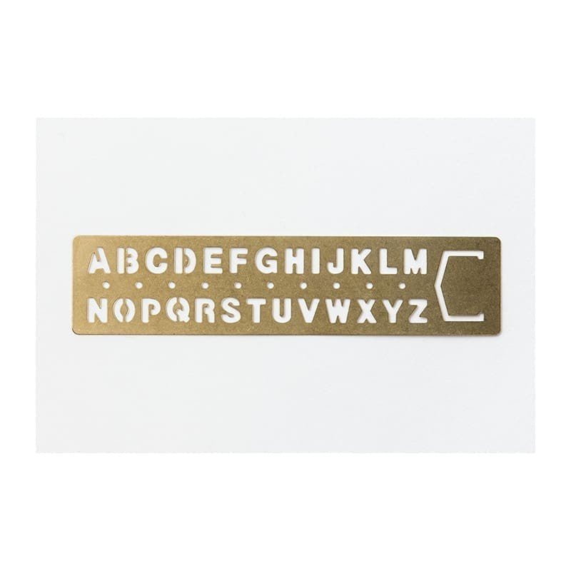 TRC Brass Mässing - Template Bookmark Alphabet - 1 - Traveler's Company - Tidformera