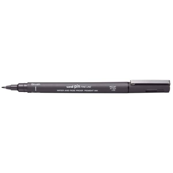 Uni Pin Brush Pen Dark Grey - 1 - Uni Mitsubishi Pencil - Tidformera