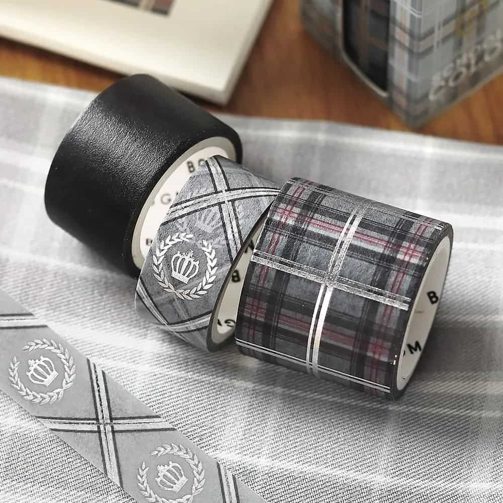 Washi tape Color Check 3 - pack - Gray - 4 - BGM - Tidformera