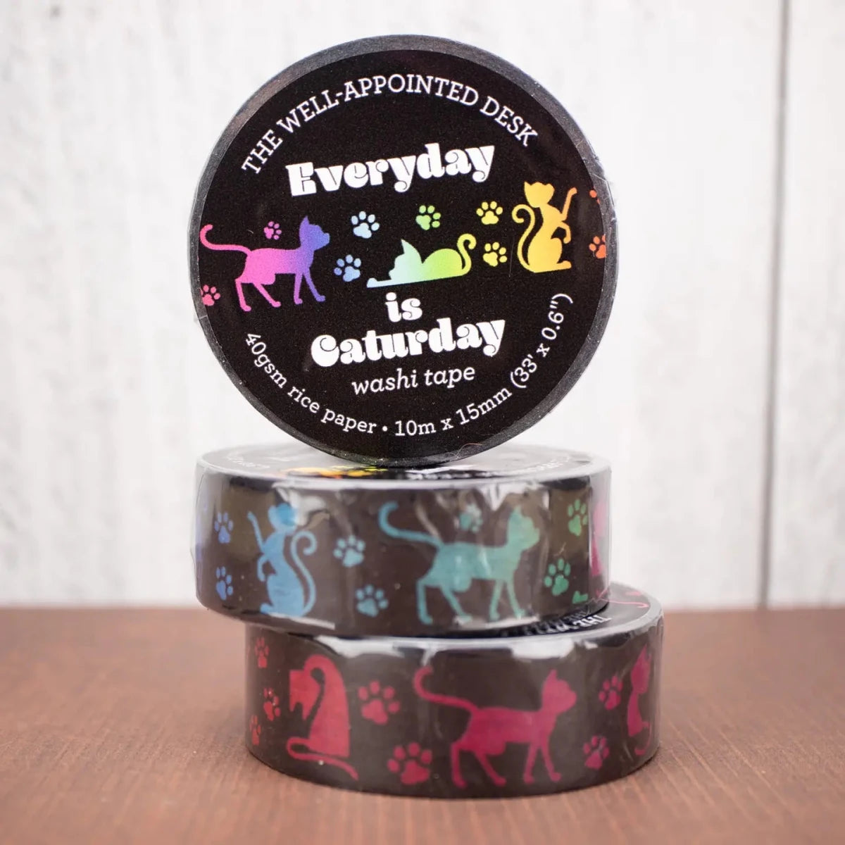Washi tape - Everyday Is Caturday - Rainbow Cats - 3 - The Well-Appointed Desk - Tidformera