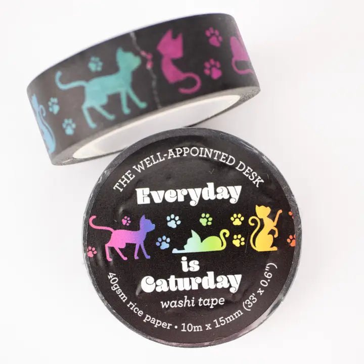 Washi tape - Everyday Is Caturday - Rainbow Cats - 1 - The Well-Appointed Desk - Tidformera