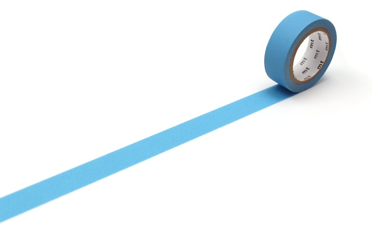 Washi Tape Matte - Lightblue från MT masking tape - Utrullad ljusblå washi tape - Tidformera