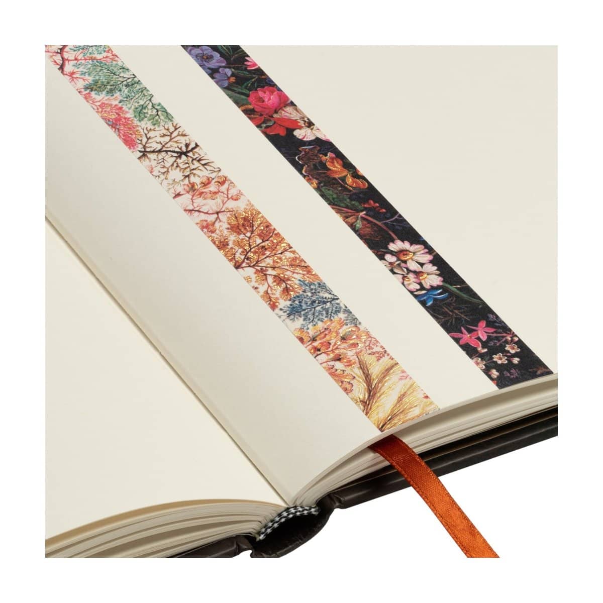 Två blommiga washitejps i en anteckningsbok. Washi Tape Paperblanks 2 - pack - Anemone & Floralia från Paperblanks - Tidformera