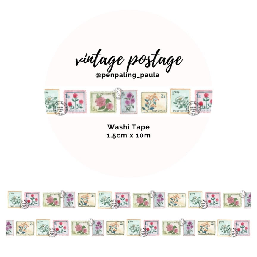 Washi tape - Penpaling Paula - Vintage Postage 15 mm - 1 - Penpaling Paula - Tidformera