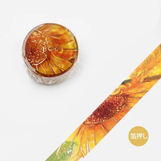 Dekorationstejp med solrosor. Washi Tape Watercolor Flower - Mukaihawaii från BGM - Tidformera