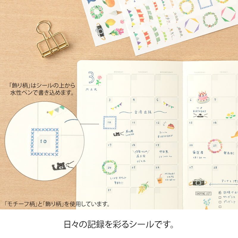 Yuru Log Sticker 1 ark - Decoration - 4 - Midori - Tidformera