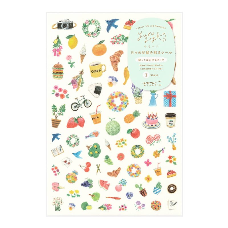 Yuru Log Sticker 1 ark - Motif - 1 - Midori - Tidformera