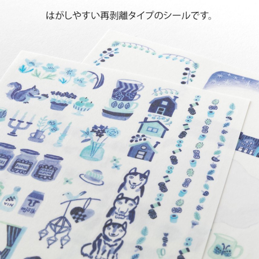 Yuru Log Sticker 2 ark - Blue Nordic - 3 - Midori - Tidformera