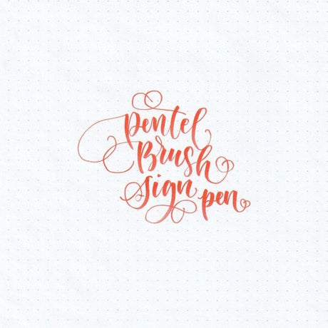 Pentel Brush Sign Pen SES15C. Pentel Brush Sign pen står handskrivet i rött.