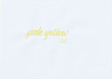 Handskriven text med ordet "pale yellow" i blek gul färg, skriven med ABT Dual Brush Pen i nyansen 062 Pale Yellow.