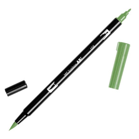 ABT Dual Brush pen - 158 Dark olive - Mörk olivgrön penselpenna - Tombow - Tidformera