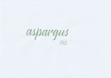 Handskriven text med ordet "aspargus" i sparrisgrön färg, skriven med ABT Dual Brush Pen i nyansen 192 Asparagus.