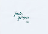 Handskriven text med ordet "jade green" i jadegrön färg, skriven med ABT Dual Brush Pen i nyansen 379 Jade Green. 