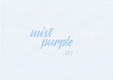 Handskriven text med orden "mist purple" i dimlila färg, skriven med ABT Dual Brush Pen i nyansen 553 Mist Purple.