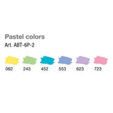 Färg swatches på ABT Dual Brush pen 6 pack - Pastel colors från Tombow - Tidformera