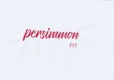 Handskriven text med ordet "persimmon" i röd färg, skriven med ABT Dual Brush Pen i nyansen 835 Persimmon.