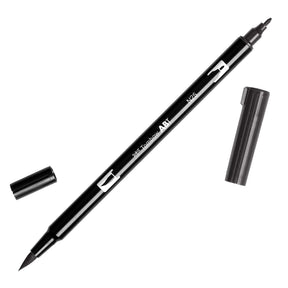 ABT Dual Brush pen - N25 Lamp black - Gråsvart penselpenna - Tombow - Tidformera