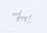 Handskriven text med ordet "cool grey 8" i kall grå färg, skriven med ABT Dual Brush Pen i nyansen N52 Cool Grey 8.