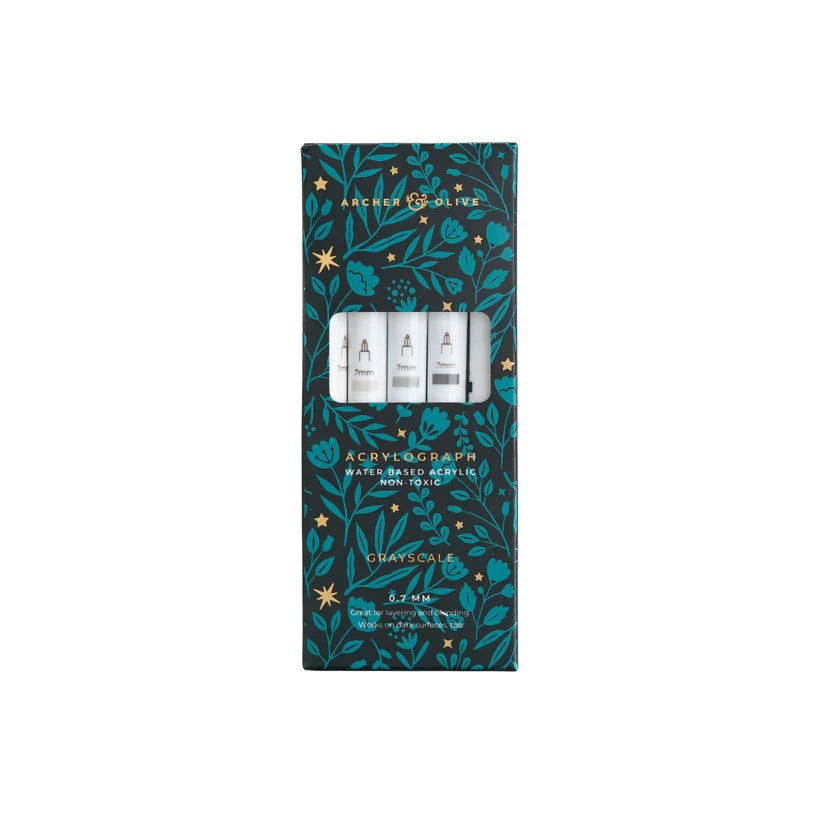 Acrylograph 5 - pack 0,7 - Grayscale - 3 - Archer & Olive - Tidformera