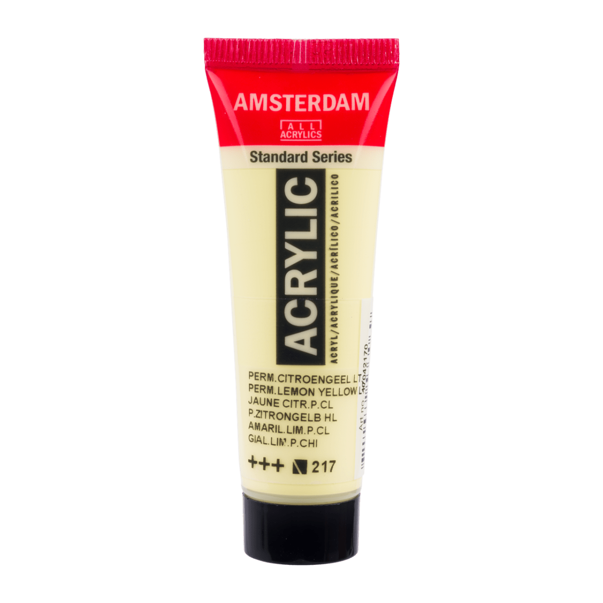 Liten tub med ljusgul Amsterdam Akrylfärg 20 ml 217 - Permanent Lemon Yellow Light från Royal Talens - Tidformera