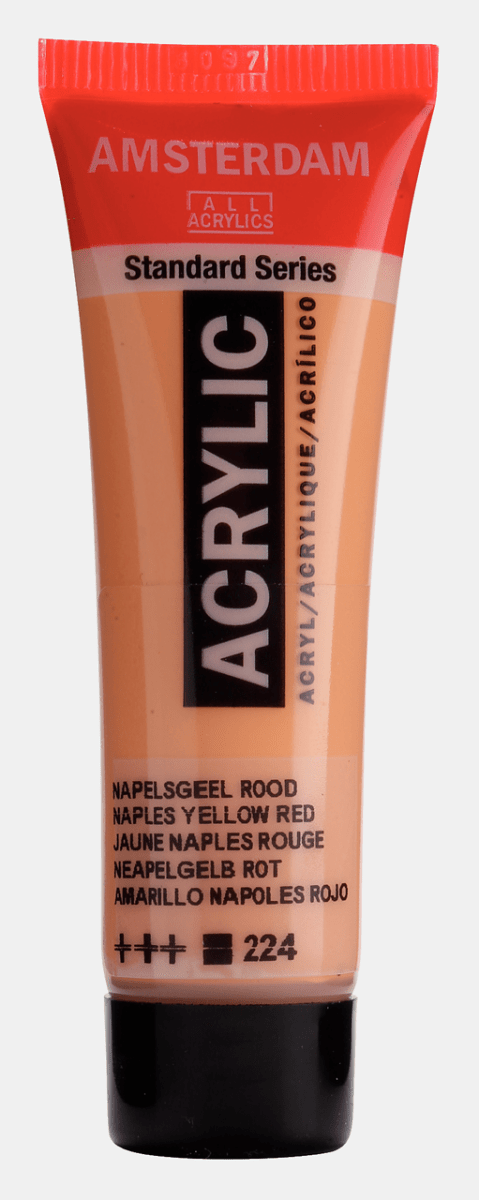 Liten tub med orange Amsterdam Akrylfärg 20 ml 224 Naples Yellow Red från Royal Talens - Tidformera