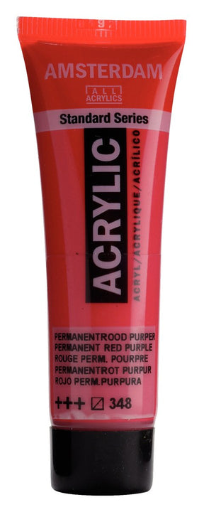 Liten tub med röd Amsterdam Akrylfärg 20 ml 348 Permanent Red Purple från Royal Talens - Tidformera