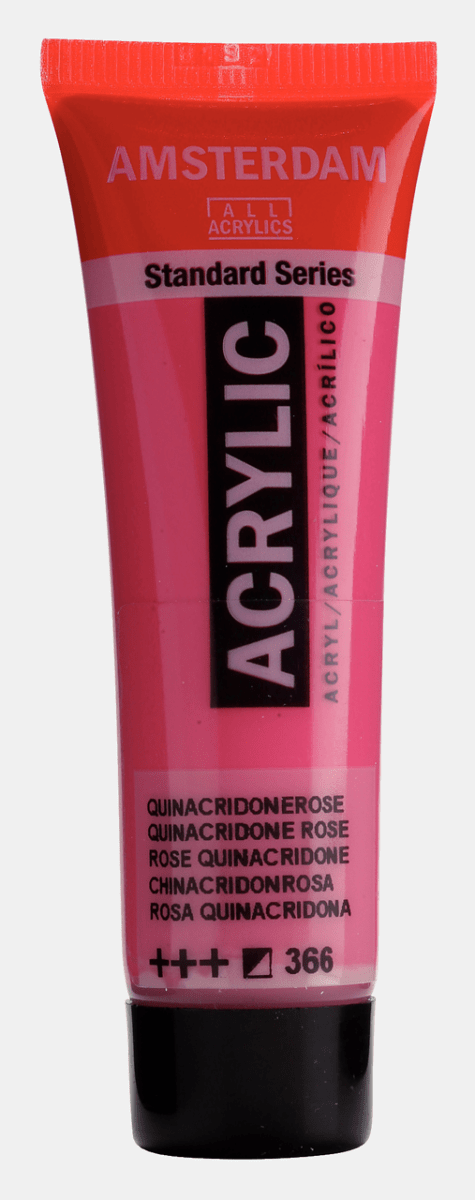 Liten tub med rosa Amsterdam Akrylfärg 20 ml 366 - Quinacridone Rose från Royal Talens - Tidformera