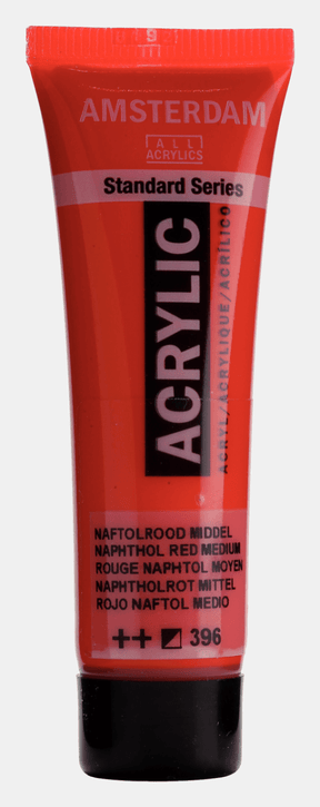 Liten tub med röd Amsterdam Akrylfärg 20 ml 396 Naphthol Red Medium från Royal Talens - Tidformera