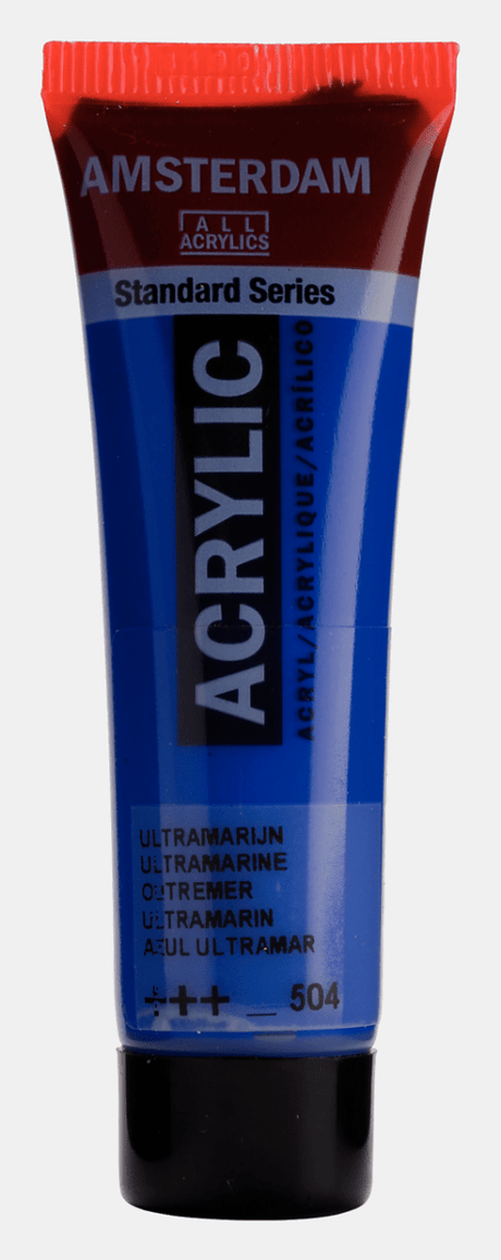 Liten tub med blå Amsterdam Akrylfärg 20 ml 504 - Ultramarine från Royal Talens - Tidformera
