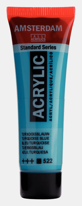 Liten tub med turkosblå Amsterdam Akrylfärg 20 ml 522 Turquoise Blue från Royal Talens - Tidformera