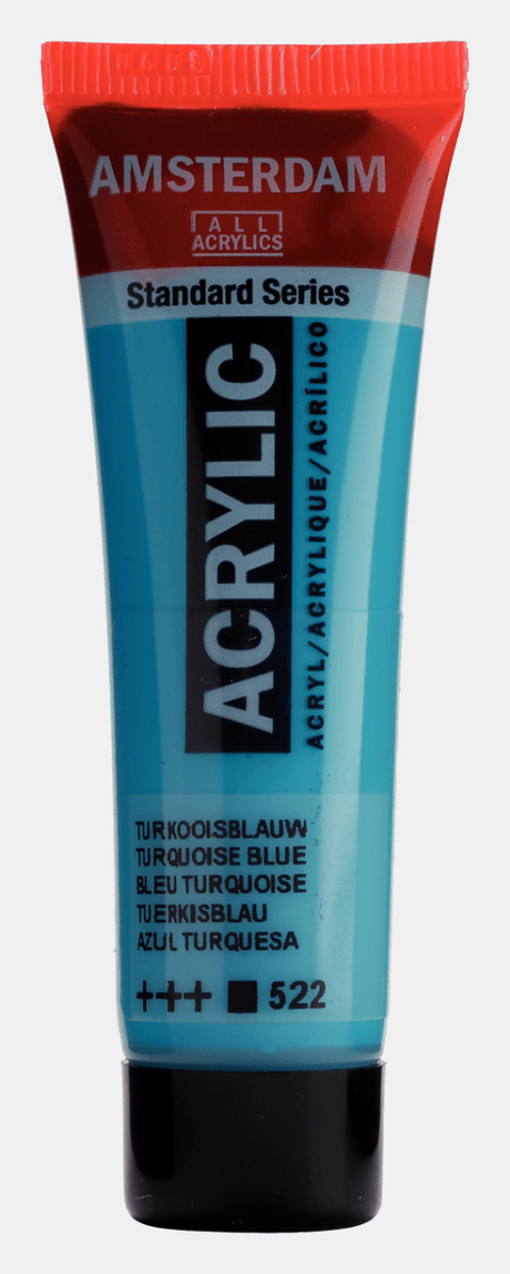 Liten tub med turkosblå Amsterdam Akrylfärg 20 ml 522 Turquoise Blue från Royal Talens - Tidformera