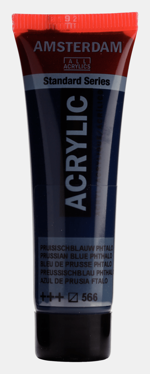 Liten tub med mörkblå Amsterdam Akrylfärg 20 ml 566 - Prussian Blue Phthalo från Royal Talens - Tidformera