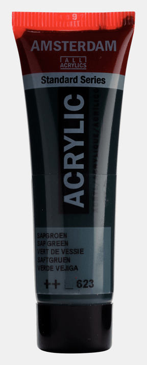 Liten tub med grön Amsterdam Akrylfärg 20 ml 623 Sap Green från Royal Talens - Tidformera