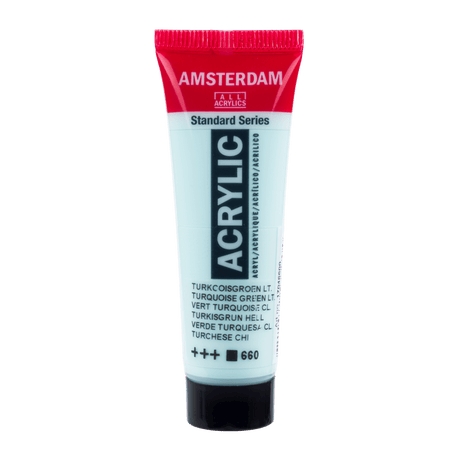 Liten tub med turkos Amsterdam Akrylfärg 20 ml 660 Turquoise Green Light från Royal Talens - Tidformera