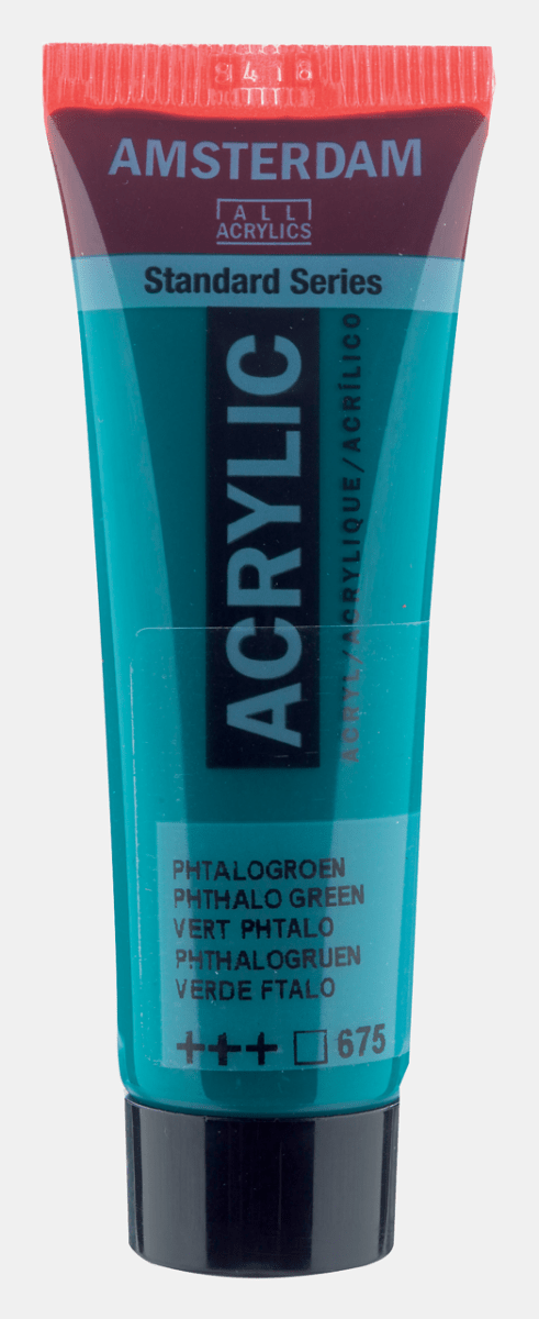 Liten tub med grön Amsterdam Akrylfärg 20 ml 675 Phthalo Green från Royal Talens - Tidformera