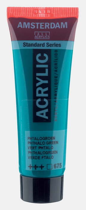 Liten tub med grön Amsterdam Akrylfärg 20 ml 675 Phthalo Green från Royal Talens - Tidformera