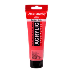 Liten tub med röd Amsterdam Akrylfärg 20 ml 832 Metallic Red från Royal Talens - Tidformera