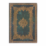 Mörk blå/turkosfärgade anteckningsbok med gulddetaljer. Astra Midi Linjerad Flexis från Paperblanks - Tidformera