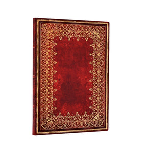 Anteckningsbok Foiled - Midi Linjerad Flexis från Paperblanks. Skrivbok med röd och guldfärgad pärm - Tidformera